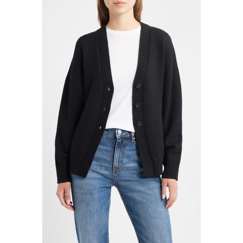 Rails Philippa Cutaway Hem Cotton & Wool Blend Cardigan In Black