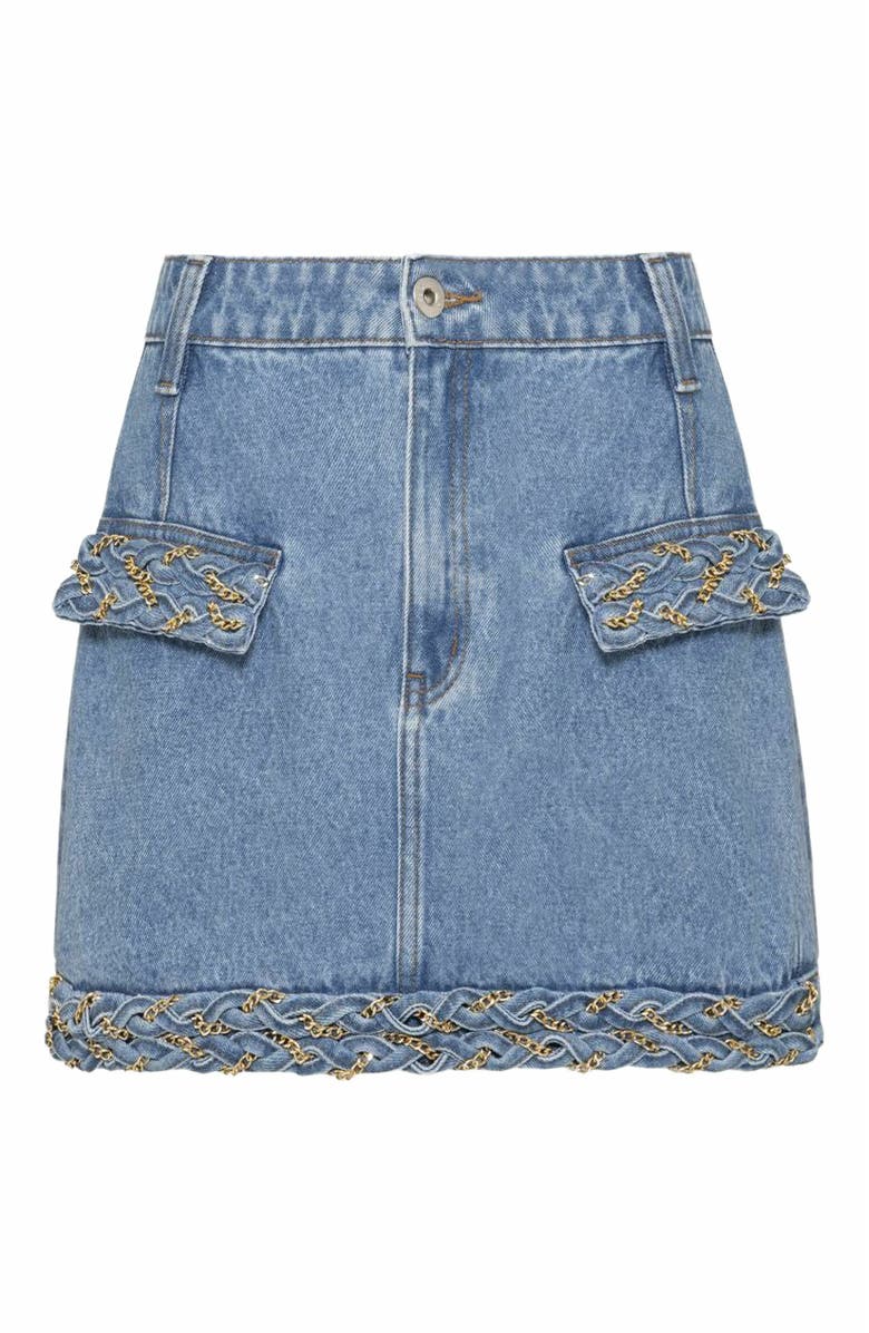PatBO Braided Denim Mini Skirt, Alternate, color, 
