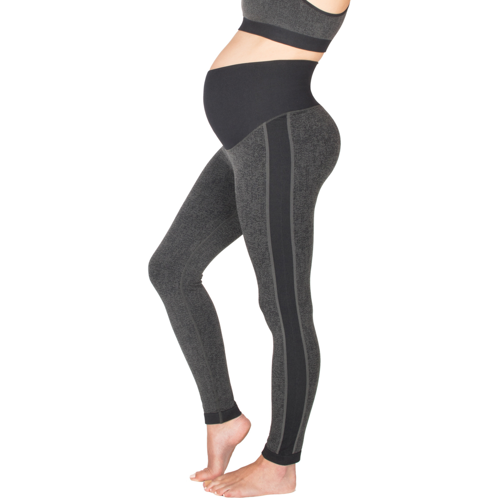 Modern Eternity Maternity Ella Activewear Seamless Maternity Leggings In Gray