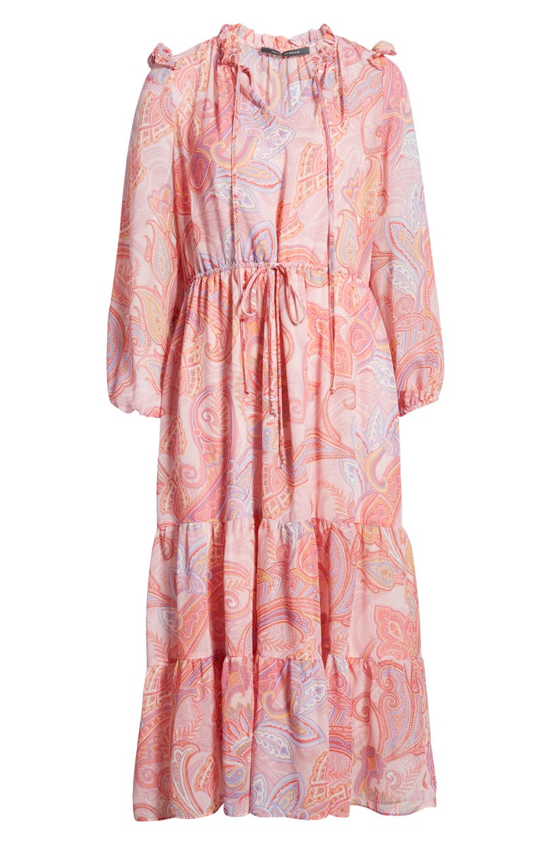 Julia Jordan Long Sleeve Tiered Chiffon Midi Dress, Alternate, color,