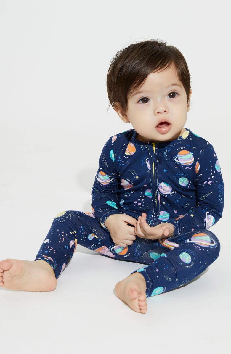 Bellabu Bear Kids' Planets Fitted Convertible Footie Pajamas, Alternate, color, 