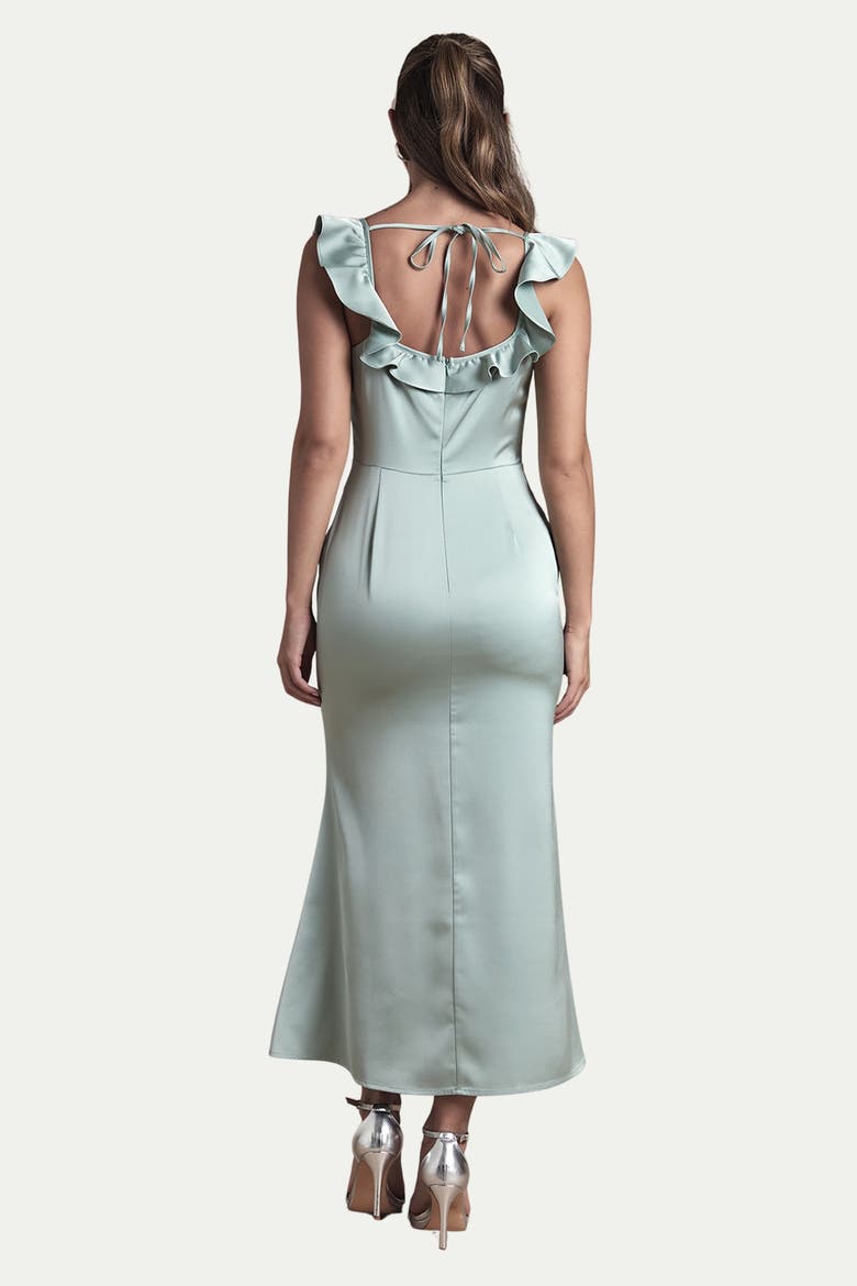 Satin Bridesmaid Midi Dress, Alternate, color, Sage