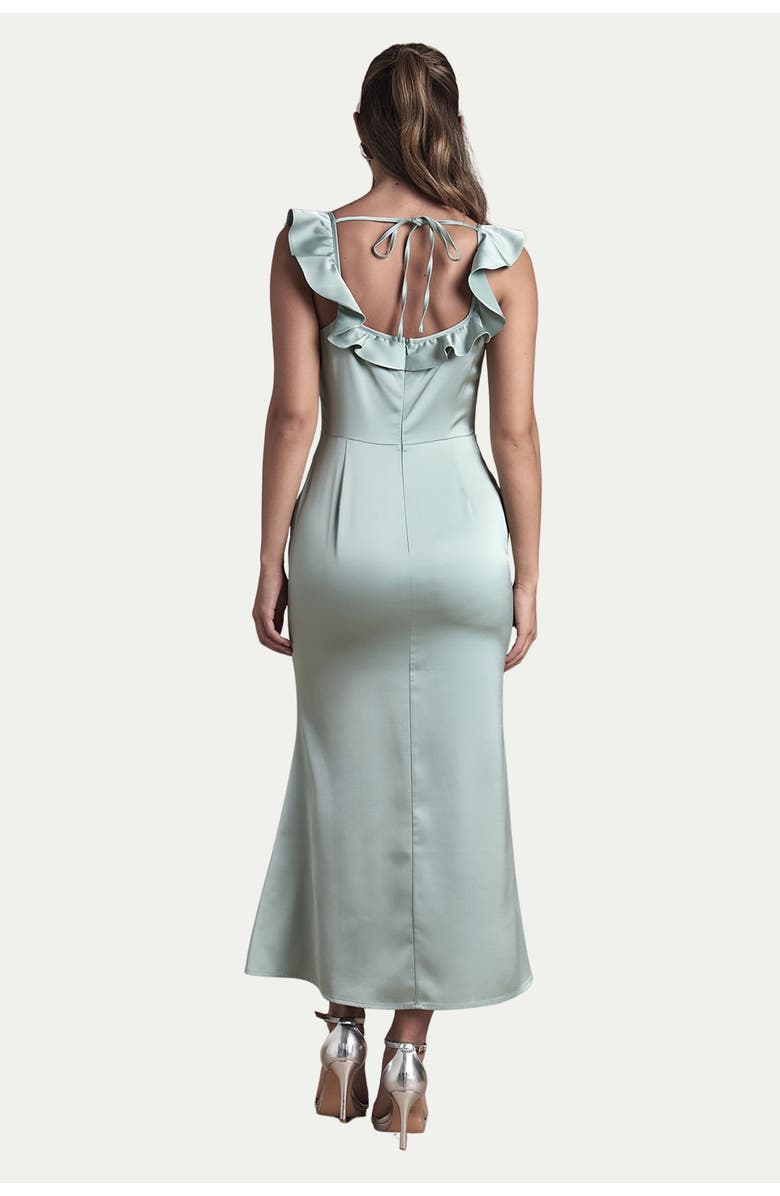 Oasis Satin Bridesmaid Midi Dress, Alternate, color, Sage