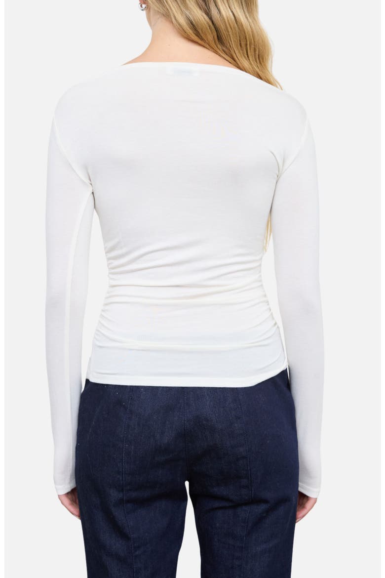 Ruched Long Sleeve Knit Top, Alternate, color, CREAM