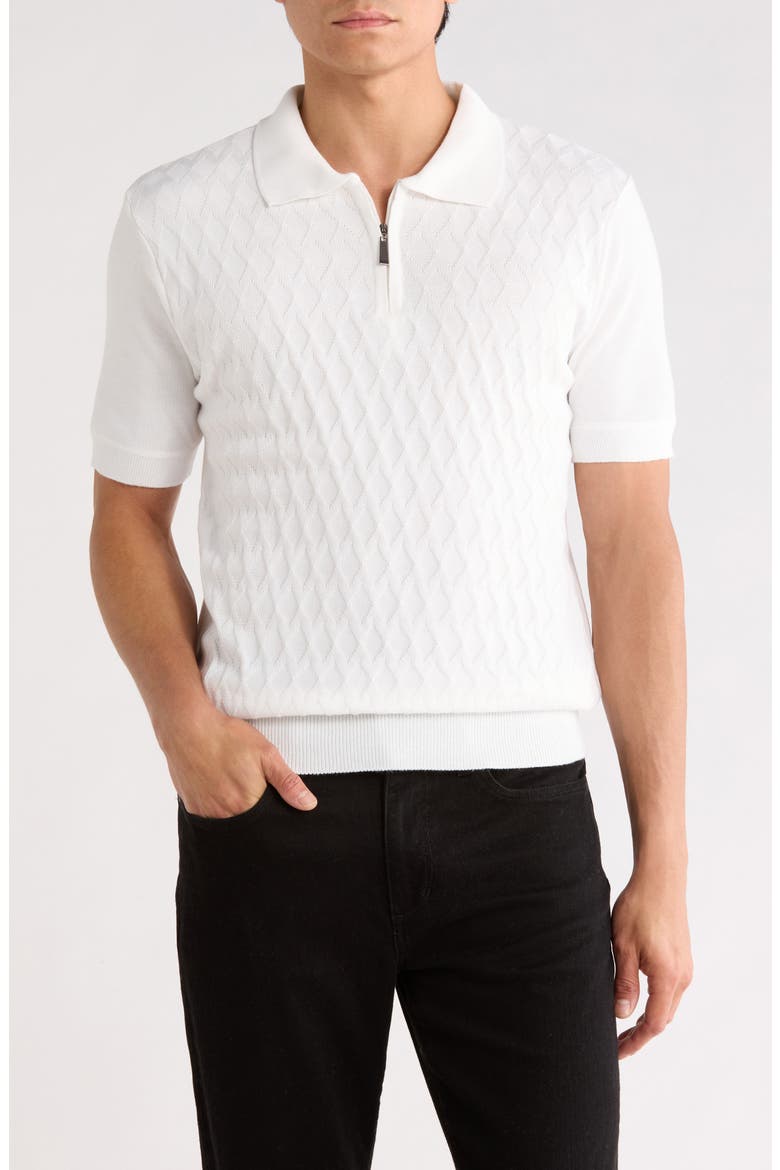 Half Zip Knit Polo Sweater, Main, color, WHITE