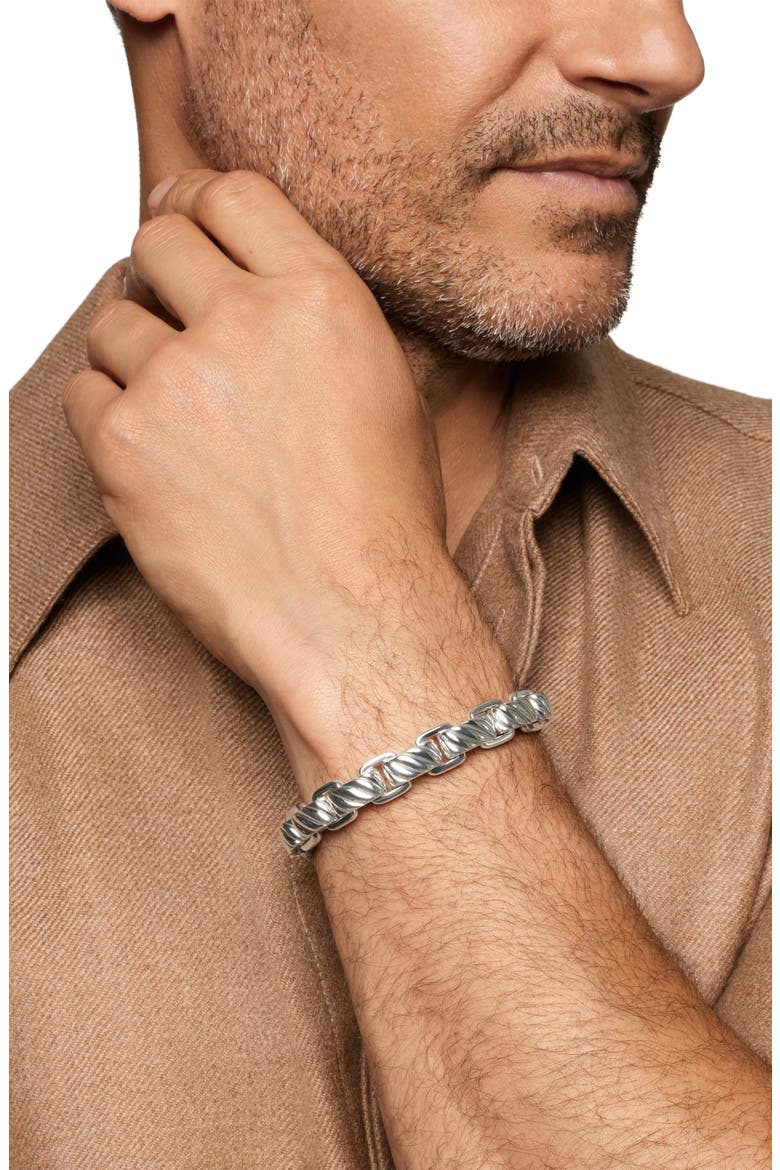 Men's Sculpted Cable Link Bracelet in Sterling Silver, Alternate, color, SILVER