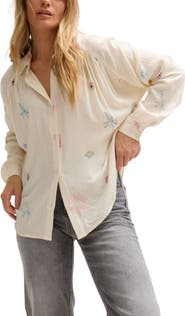 LILY AND LIONEL Swallow Crinkle Embroidered Shirt