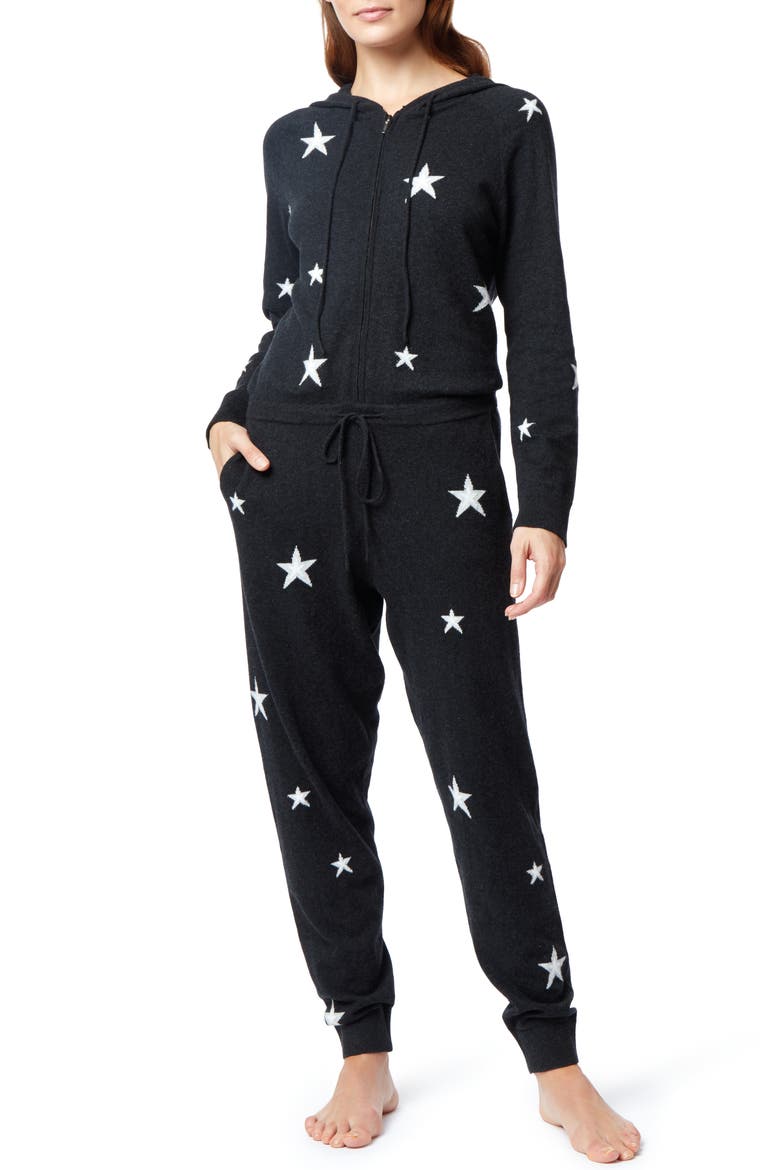 Star Pattern One-Piece Lounge Set, Main, color, DARK CHARCOAL MARL