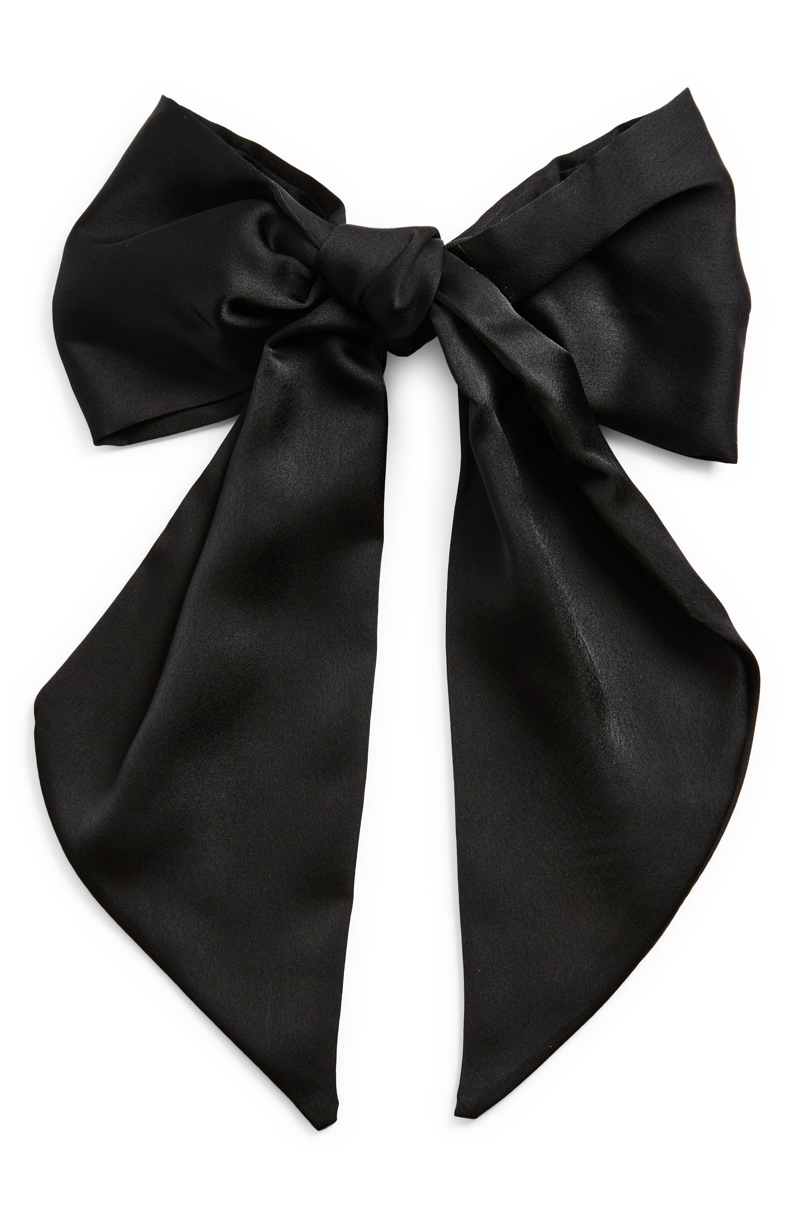 Tasha Medium Satin Bow Barrette in Black 