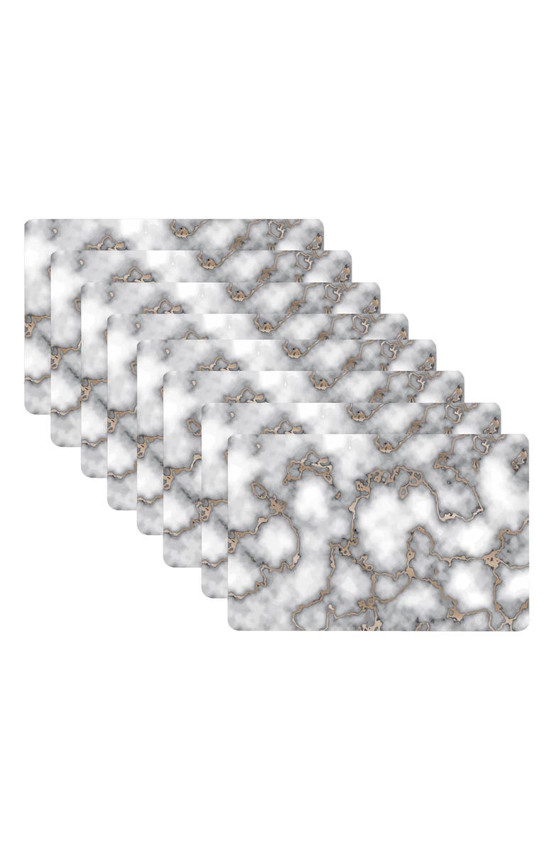 DAINTY HOME Marble Print Set of 8 Placemats, Alternate, color, Smokey Gold