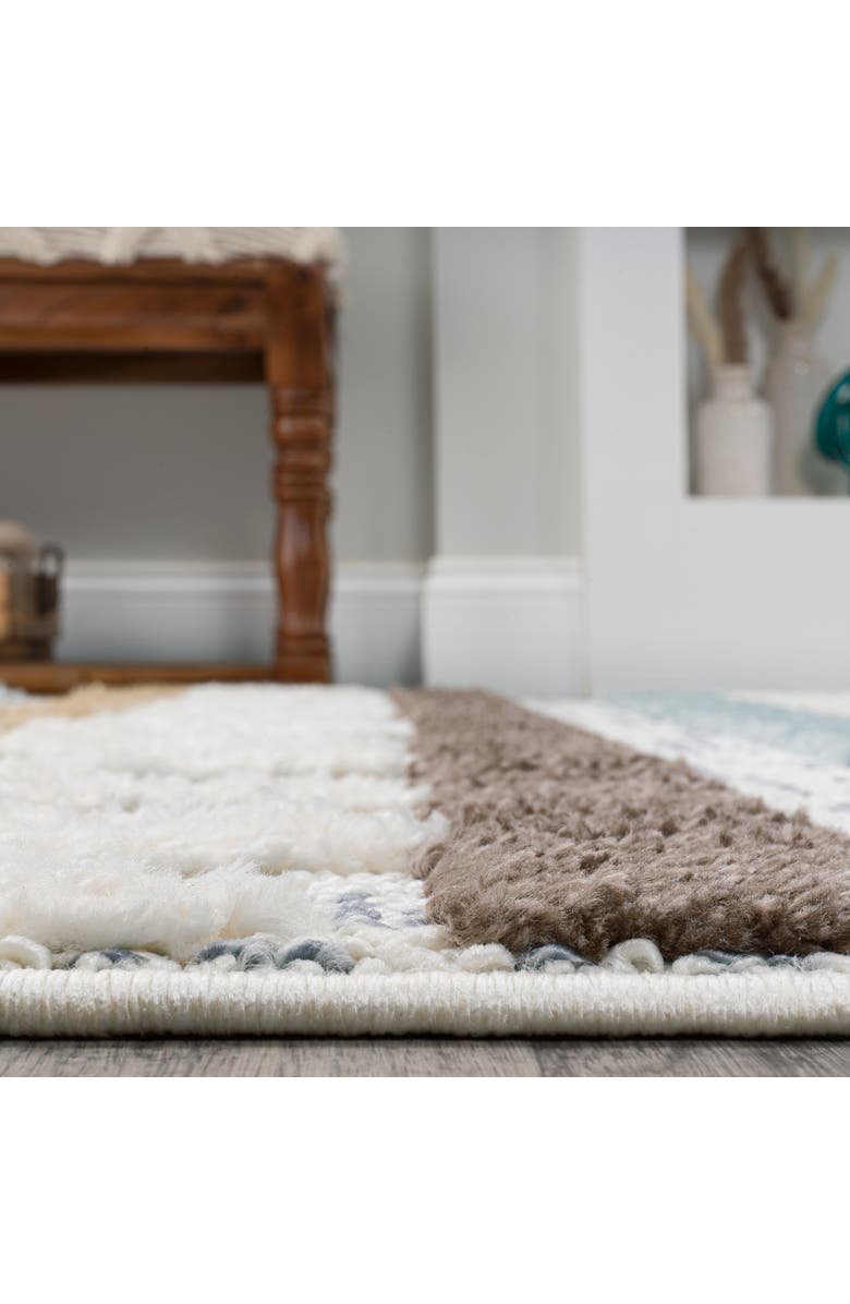 JONATHAN Y Faiza Moroccan Striped Geometric High-Low Area Rug, Alternate, color, Multi/Cream