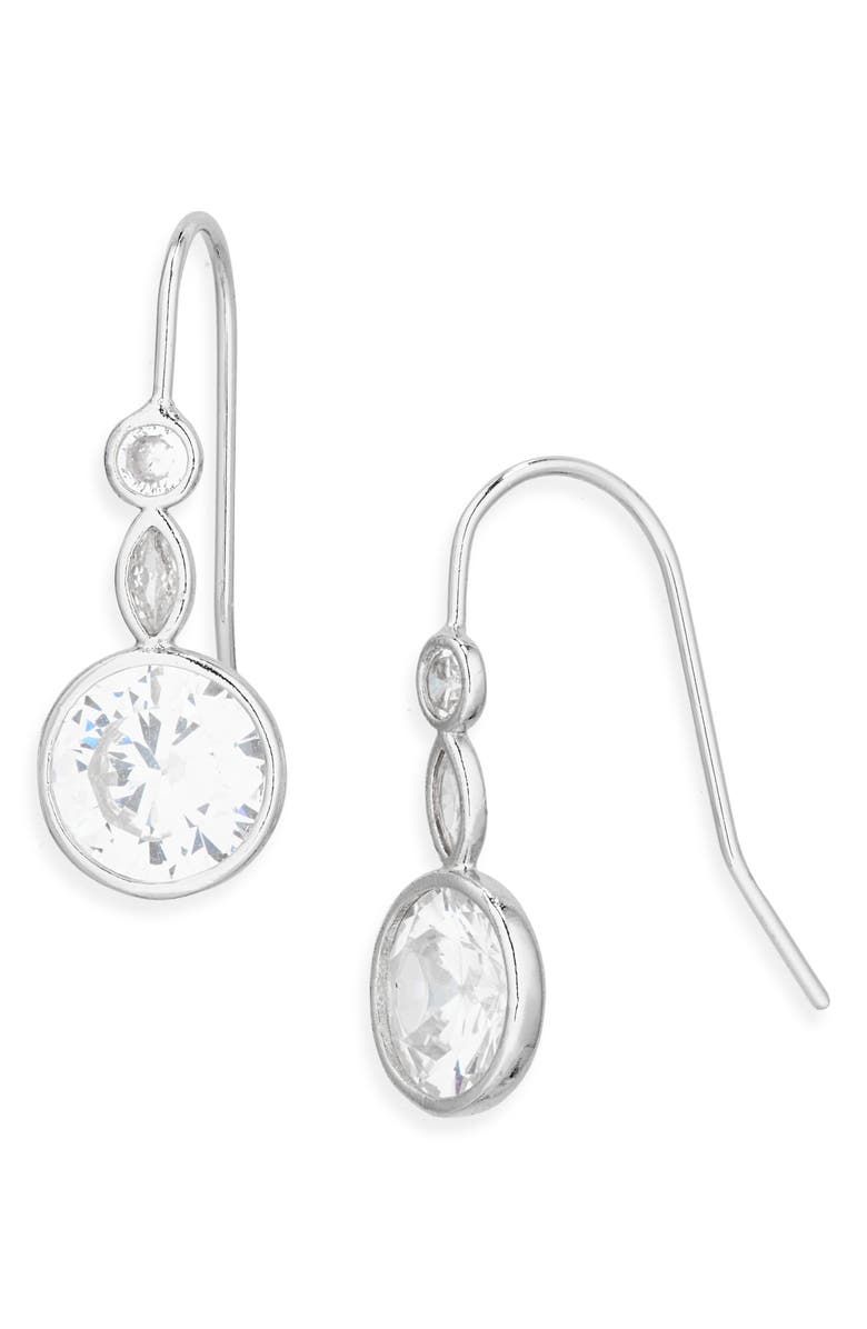 NORDSTROM RACK Mixed Shape Cubic Zirconia Drop Earrings, Main, color, Clear- Silver