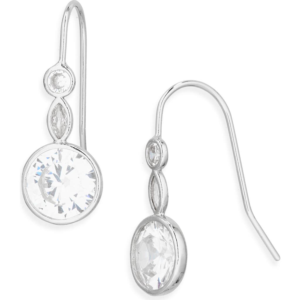 Nordstrom Rack Mixed Shape Cubic Zirconia Drop Earrings In Silver