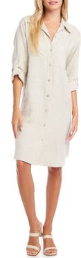 Karen Kane Long Sleeve Linen Shirtdress