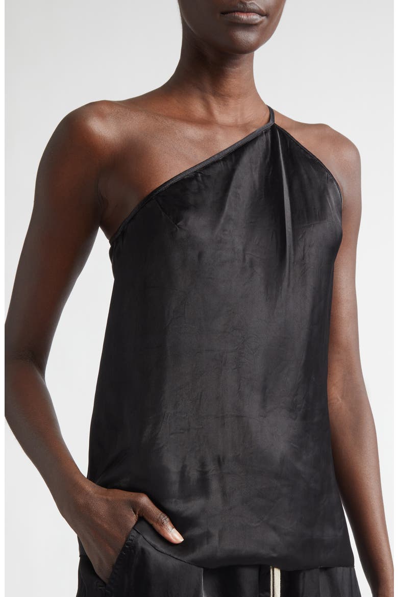 One-Shoulder Satin Top, Alternate, color, BLACK