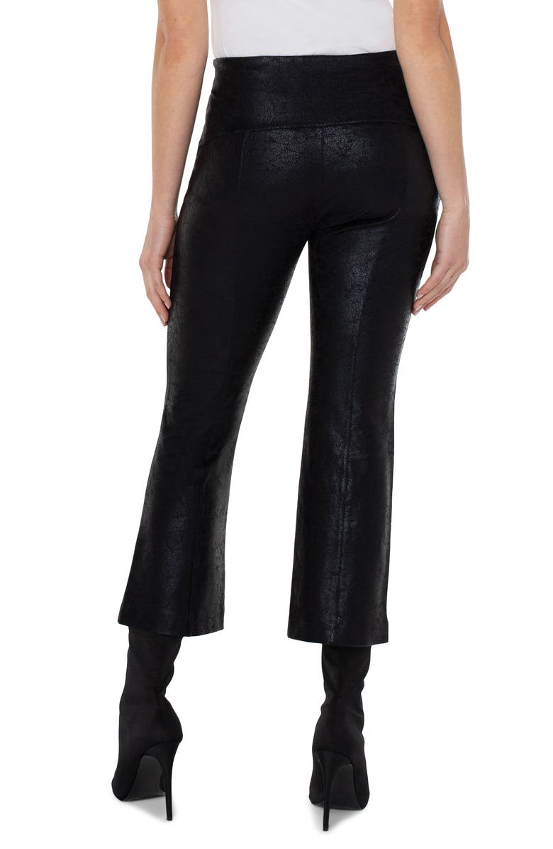 Liverpool Stella Crackle Coated Kick Flare Ponte Crop Pants, Alternate, color, Black Crackle Coat