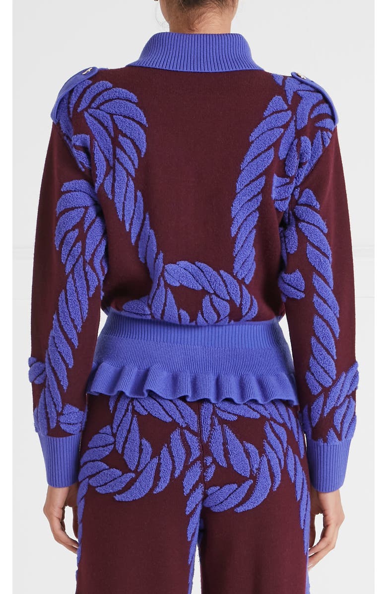 Temperley London Rope Knit Jacket, Alternate, color, Merlot