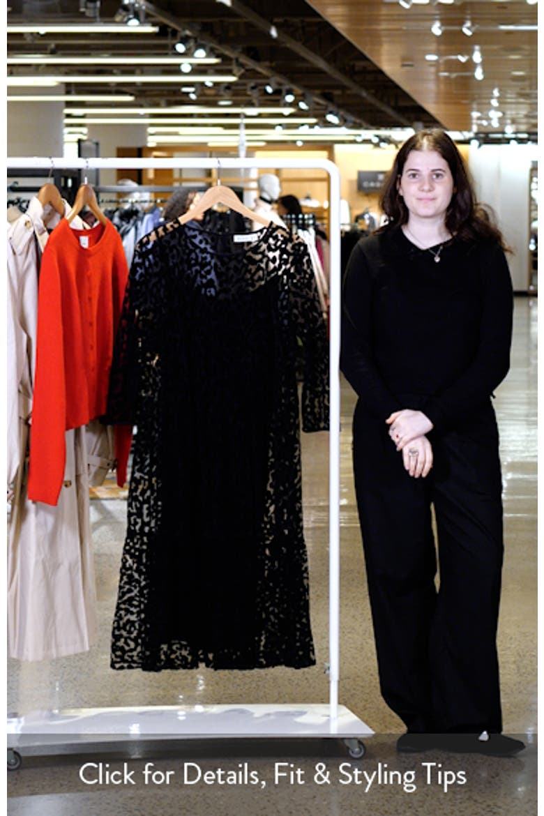 Otilo Leopard Velvet Jacquard Long Sleeve Layered Midi Dress video