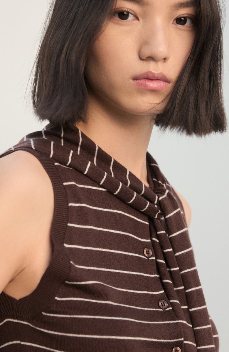 MANGO Tie Neck Sweater Vest, Alternate, color, Chocolate