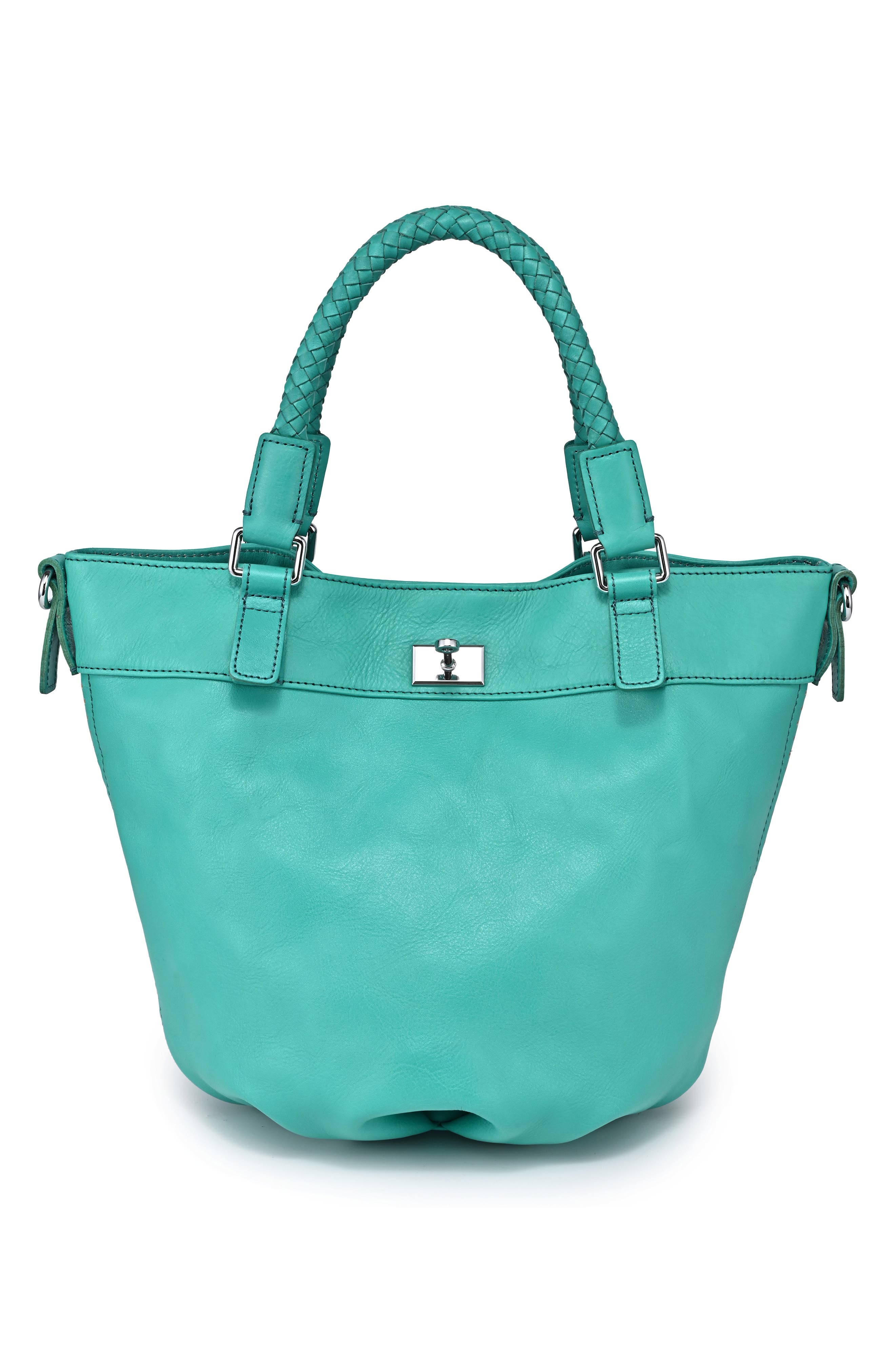 OLD TREND Leather Pumpkin Bucket Bag, Alternate, color, Aqua