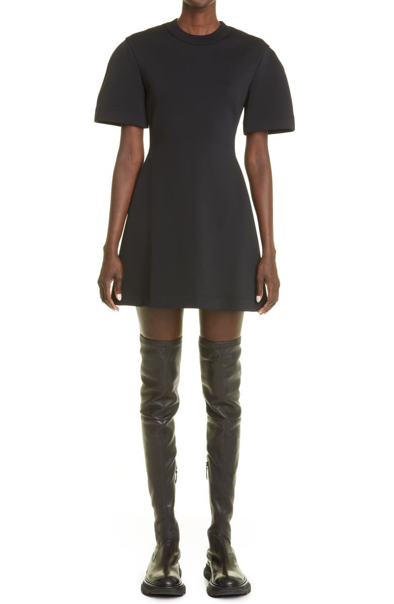 McQueen Alexander McQueen Compact Scuba Crepe Crewneck Minidress, Main, color, 