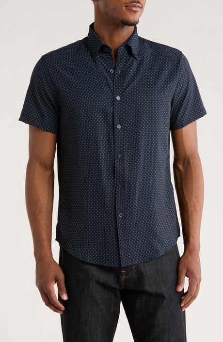 DENIM AND FLOWER Geometric Short Sleeve Button-Down Shirt