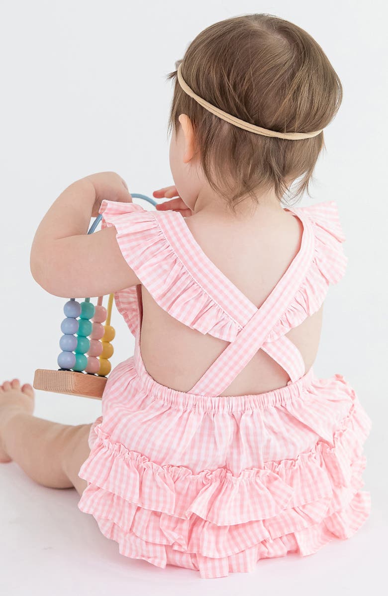 RuffleButts Kids' Pinafore X-Back Romper, Alternate, color,