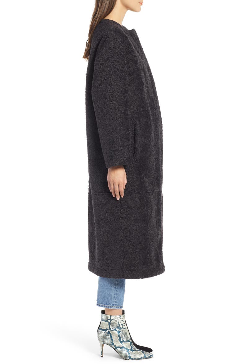 Long Faux Shearling Coat (Nordstrom Exclusive), Alternate, color, GREY PHANTOM