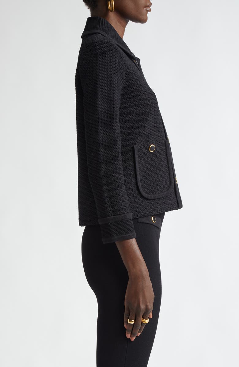 ST. JOHN Mixed Texture Knit Crop Jacket, Alternate, color,