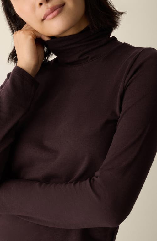 Eileen Fisher Turtleneck Stretch Organic Cotton Blend Top In Purple
