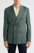 Jack Victor Hall COMFORTWEAR™ Green Mélange Knit Wool Blend Double Breasted Blazer