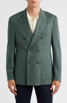 Jack Victor Hall COMFORTWEAR™ Green Mélange Knit Wool Blend Double Breasted Blazer