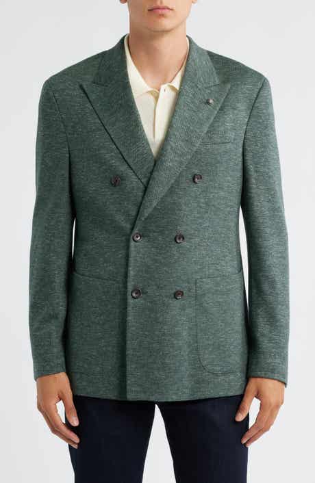 Jack Victor Hall COMFORTWEAR™ Green Mélange Knit Wool Blend Double Breasted Blazer