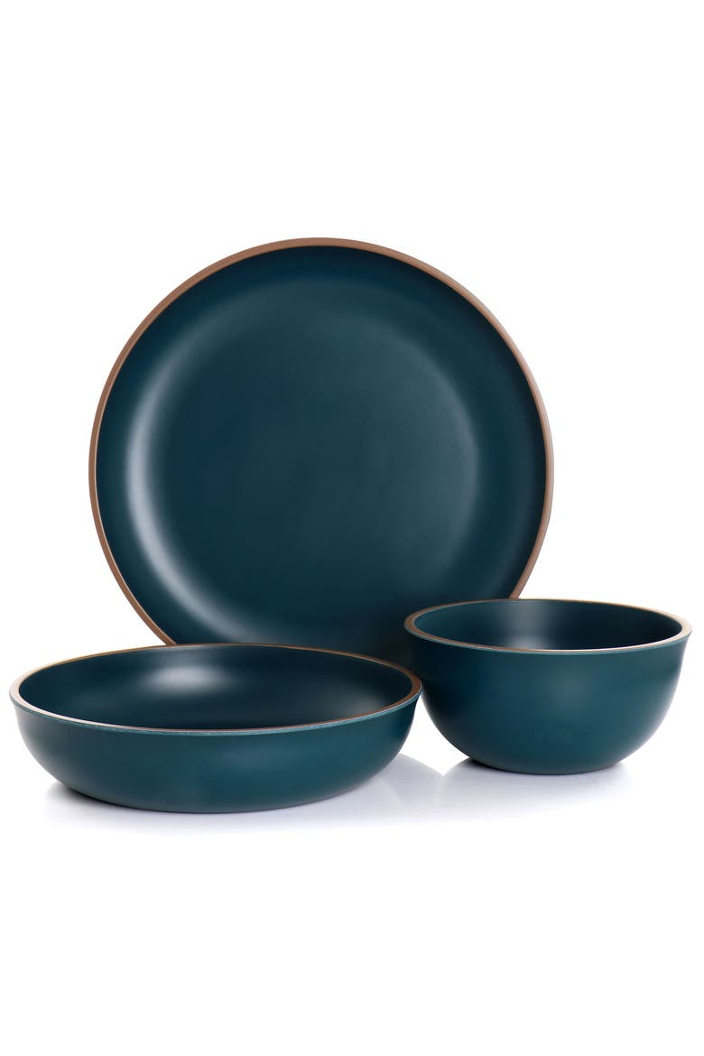 Rockabye 12 Piece Melamine Dinnerware Set, Alternate, color, Blue