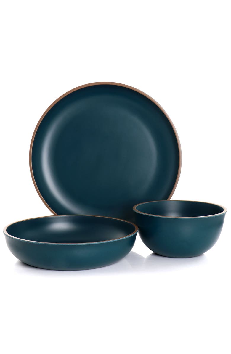 Gibson Home Rockabye 12 Piece Melamine Dinnerware Set, Alternate, color, Blue