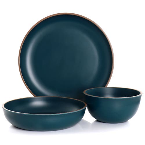 Gibson Home Rockabye 12 Piece Melamine Dinnerware Set In Blue