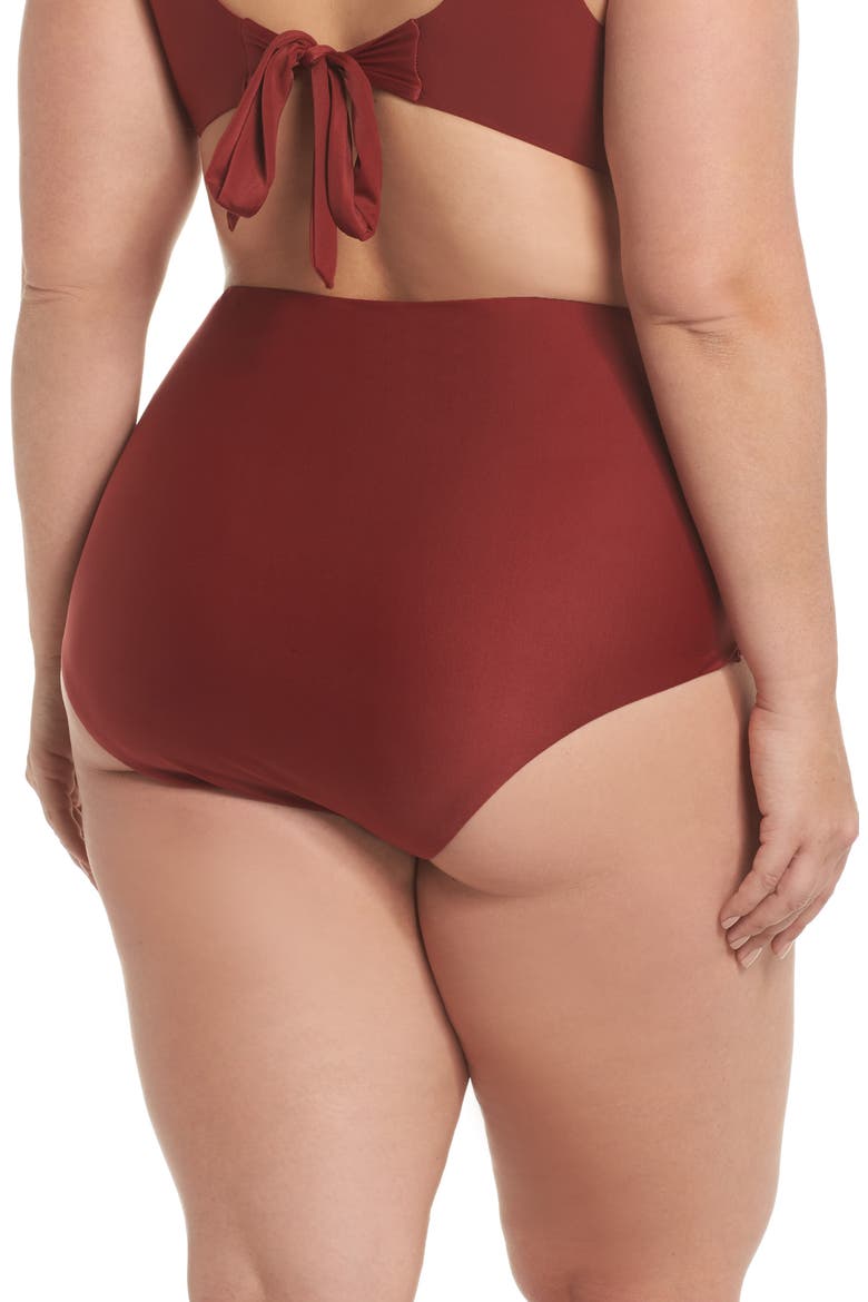 BCA Love Letters High Waist Bikini Bottoms, Alternate, color, WINE