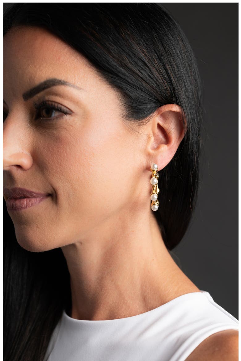 Nicole Faux Pearl Hoop Earrings, Alternate, color, GOLD