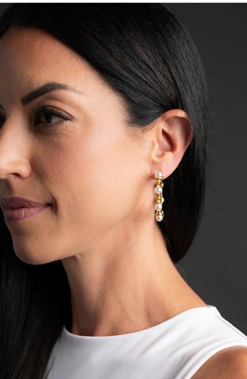 Macrae & Co . Nicole Faux Pearl Hoop Earrings In Gold