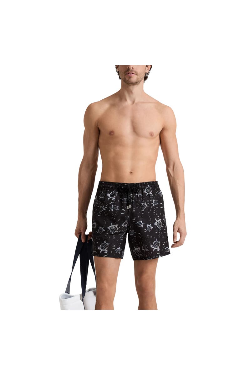 Vilebrequin Men Micro-Perforated Ultra-light and packable Swim Shorts Bubble Turtles 3D, Alternate, color, Black