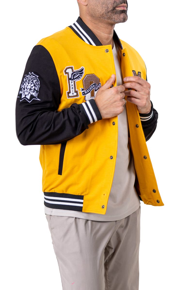 Maceoo Varsity222 Brown Bomber Jacket, Alternate, color, Yellow