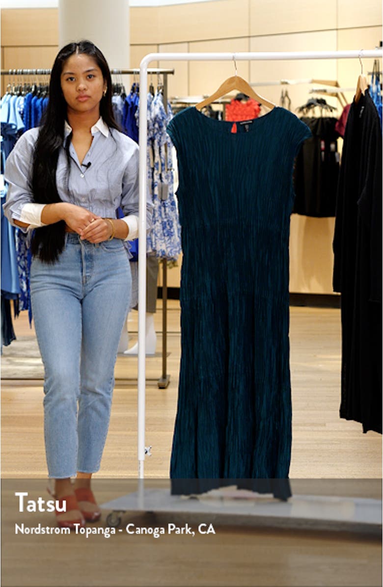 Tiered Pleated Silk Midi Dress, sales video thumbnail