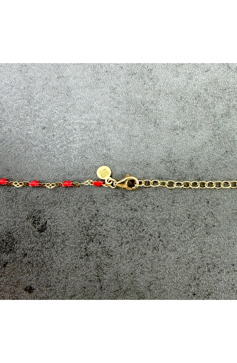 The Lovery Fine Jewelry Red Enamel Heart Link Necklace, Alternate, color, Gold-Plated Sterling Silver