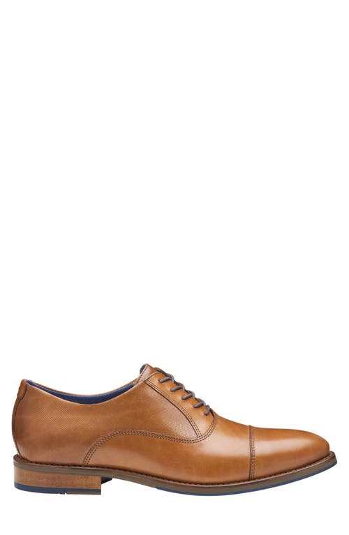 Johnston & Murphy Landry Cap Toe Oxford In Tan Full Grain