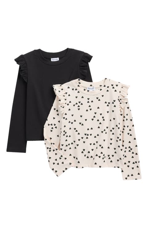 Kids' Assorted 2-Pack Ruffle Long Sleeve T-Shirt (Little Kid)