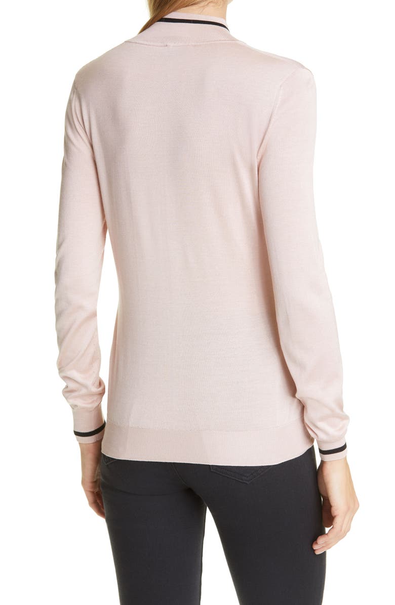 Fendi Logo Pocket Silk Sweater, Alternate, color, 