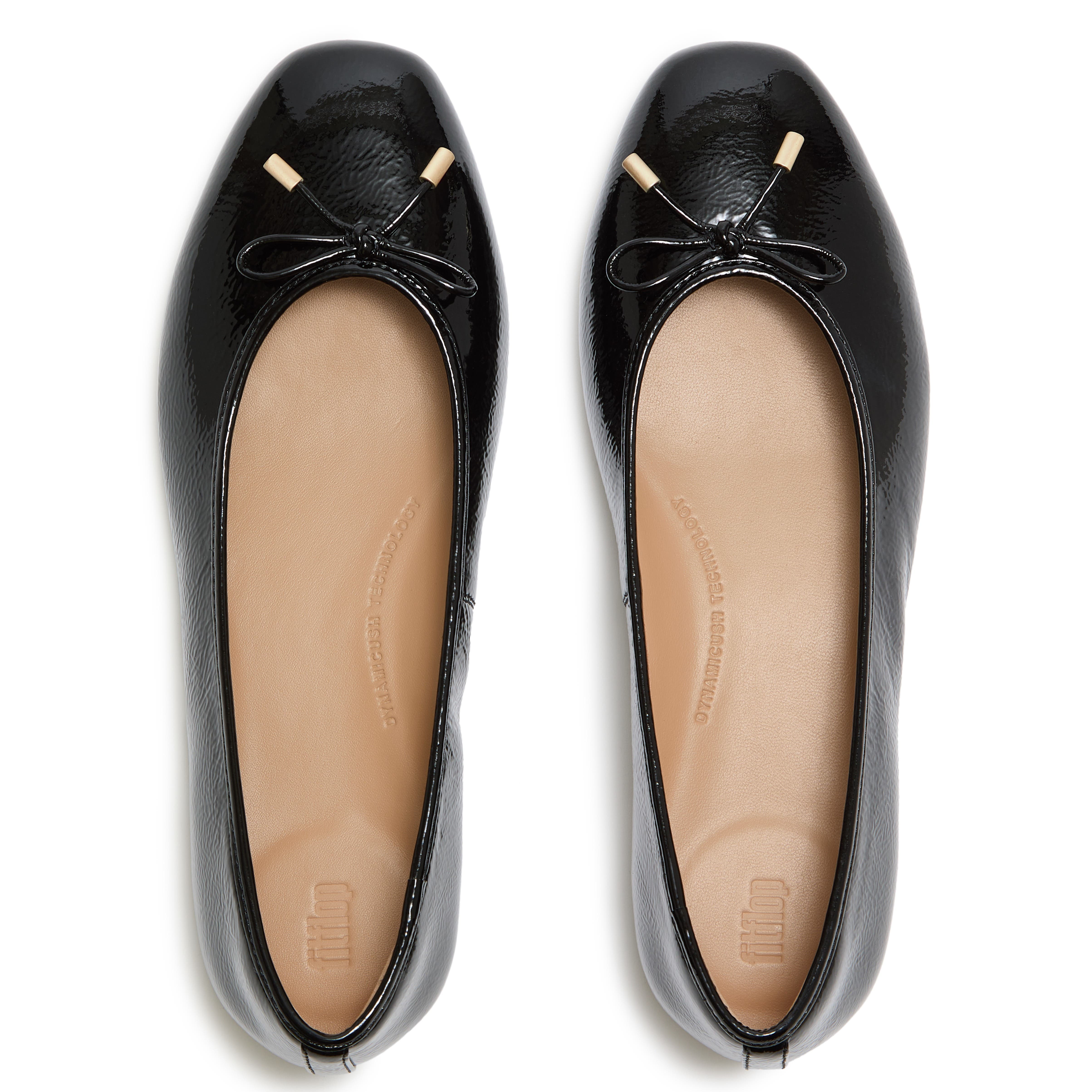 Delicato Bow Textured Patent Leather Ballet Flats, Alternate, color, Black