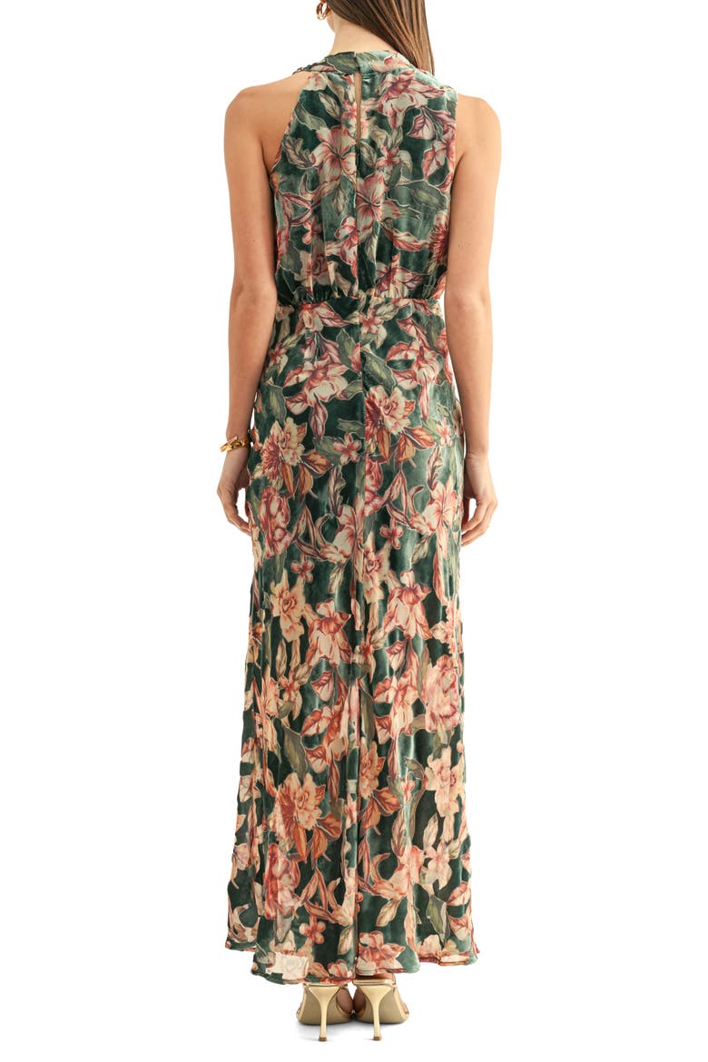 Veda Floral Burnout Maxi Dress, Alternate, color, TEAL MULTI