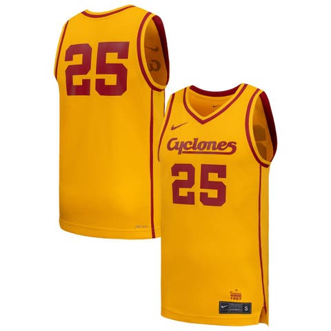 Men
s Nike #25 Gold Iowa State Cyclones Replica Basketball Jersey