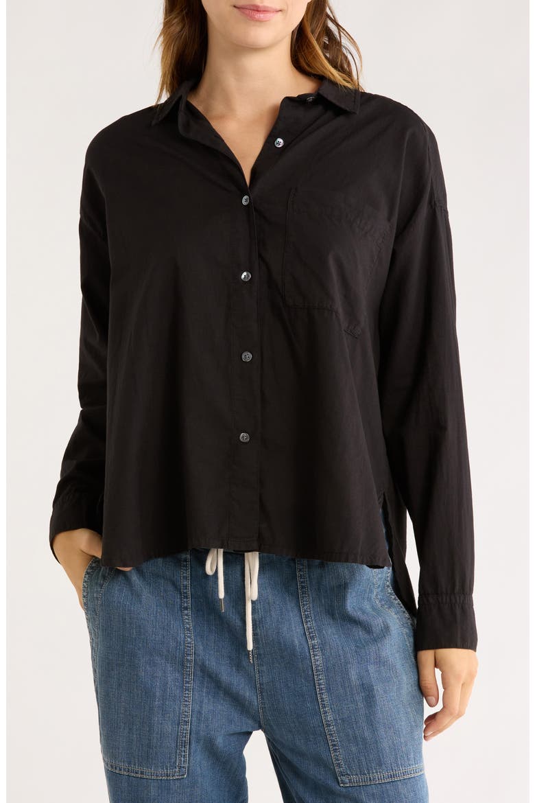 Oversize Long Sleeve Button-Up Shirt, Main, color, BLACK